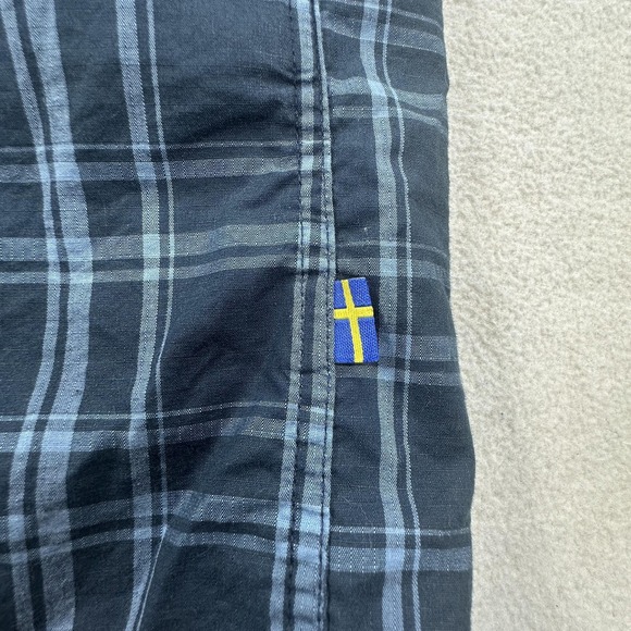 Fjallraven Ovik Lite Shirt Mens Large Blue Plaid Short Sleeve Button Up Outdoor - Picture 4 of 11